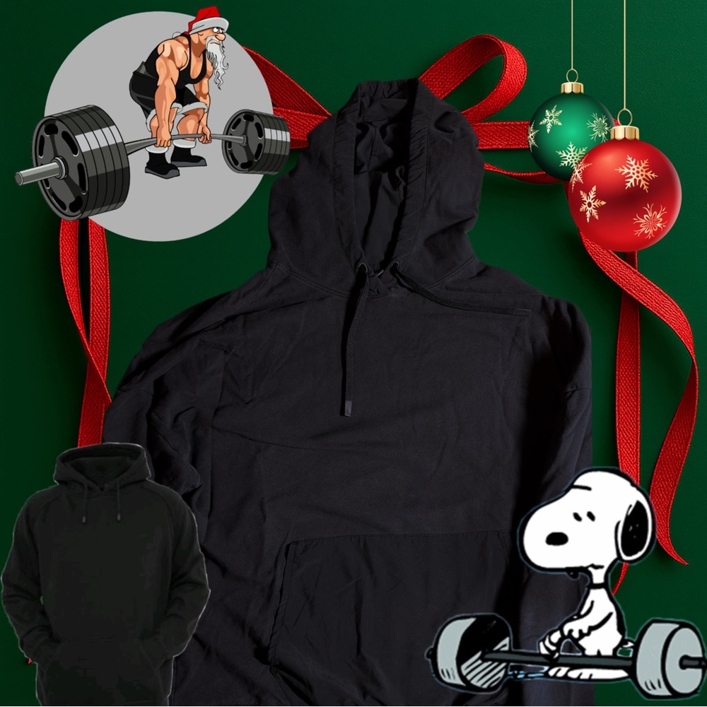 Men’s Thin lite-weight Fitness Hoodie (black) w/Front Pouch L - Picture 7 of 7